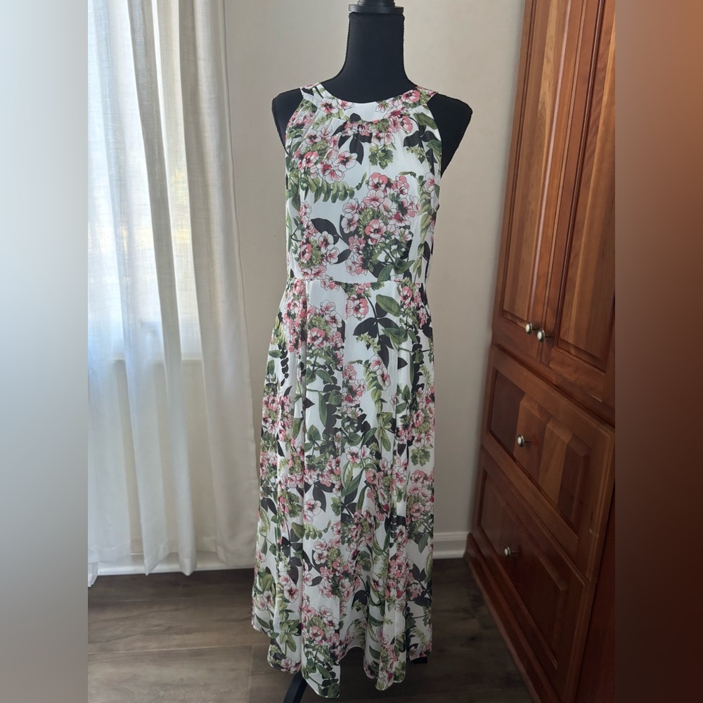 Tommy Hilfiger Floral Midi Dress - Pink and Green
